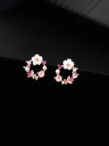Elegant Women's Earrings, Flower Stud Earrings, 925 Silver Needle Hollow Flower Design, Faux Pearl Jewelry, Daily Casual Style Matching
