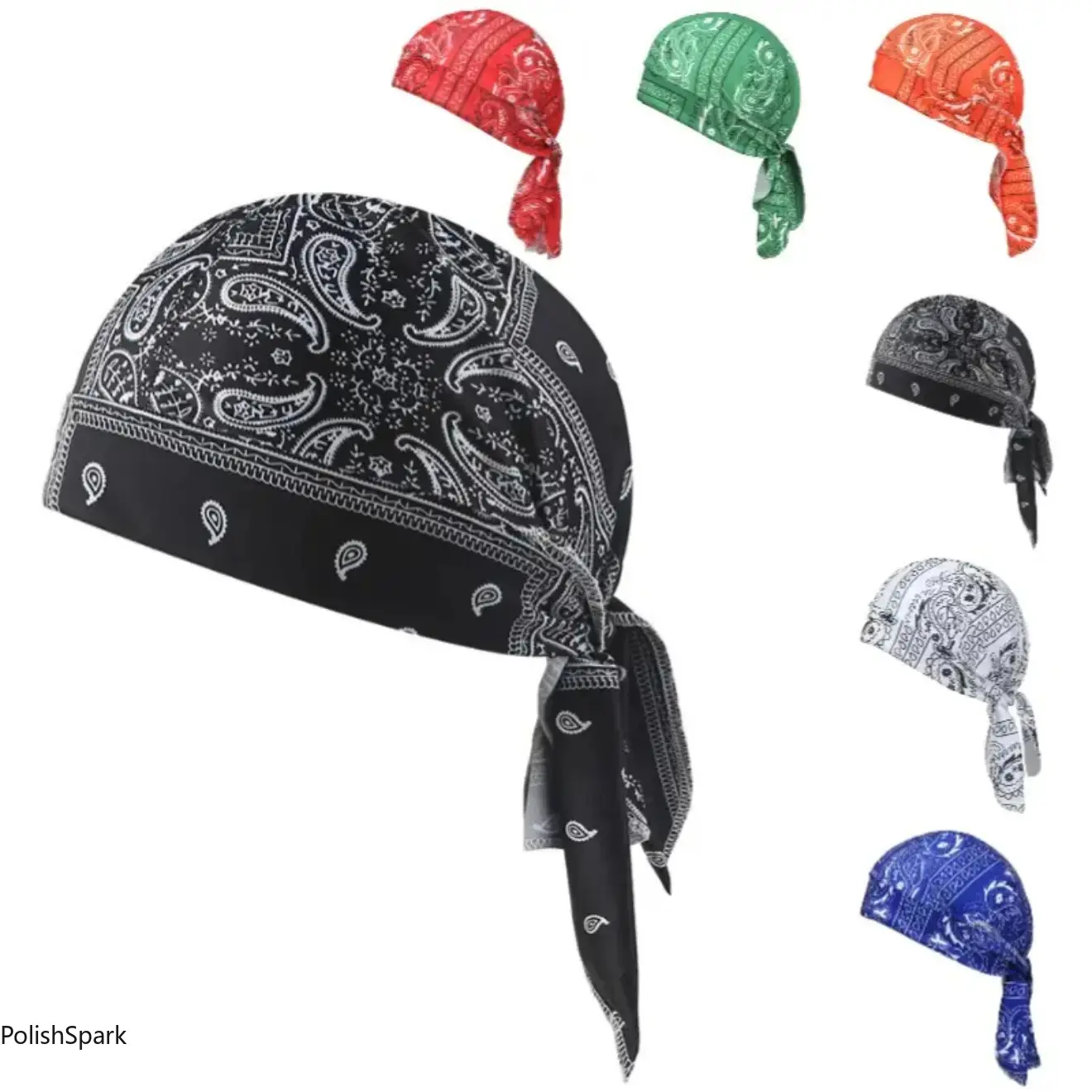 6-Pack Men’s Durag Bandana Cap Set – Paisley & Solid Color Skull Caps for Sports, Hip-Hop Style & Head Protection