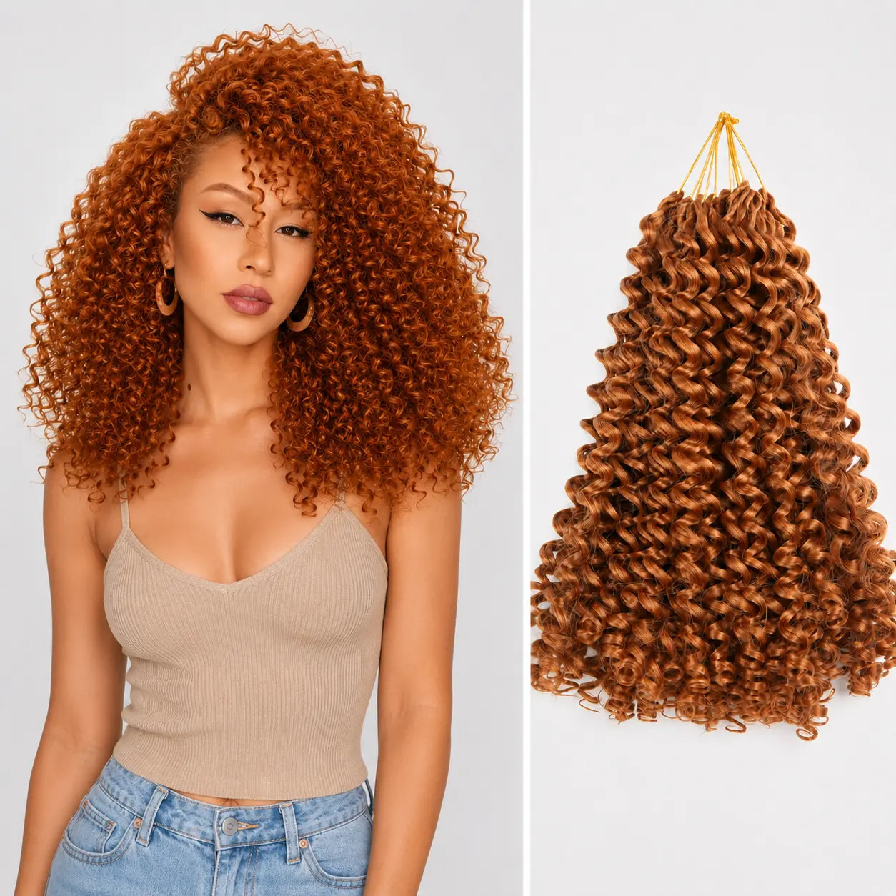 7 Packs GoGo Curl Crochet Hair 10 Inch Short Ginger Curly Crochet Hair for Women Deep Wave Beach Curl Crochet Braids Synthetic Braiding Hair Extensions for SummerWins