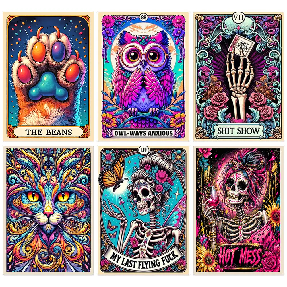 1Pc DIY Skull Art Diamond Painting Tarot Skull Woman Mosaic Cross Stitch Kit Rhinestone Puzzle Inlay DIY Gift Decorative Painting Handicraft Canvas