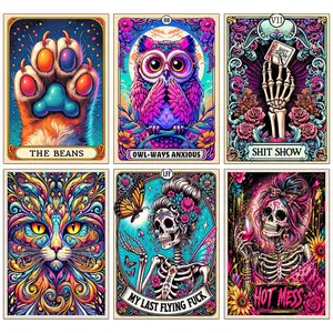 1Pc DIY Skull Art Diamond Painting Tarot Skull Woman Mosaic Cross Stitch Kit Rhinestone Puzzle Inlay DIY Gift Decorative Painting Handicraft Canvas