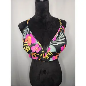 Shade & Shore Underwire Padded Bikini Top Size 38D Tropical Floral NWT