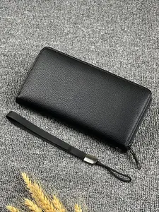 Multifunctional Long Wallet Clutch with Zipper, Large Capacity Phone Card Cash Holder, Anti-Theft Wrist Strap Design, Casual Commuter Style