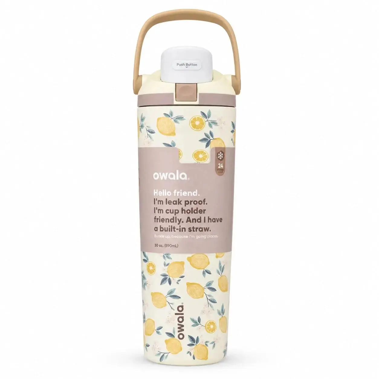 Owala Lemon Floral 30oz Stainless Steel Water Bottle Leakproof Built In Straw Travel Tumbler Owala Lemon Floral 30oz Stainless Steel Water Bottle Leakproof Built In Straw Travel Tumbler