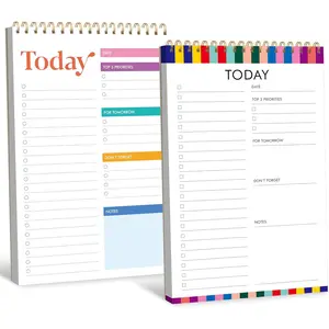 2 To Do List Notepads, Daily Planner Notebook with Tear-off Design, Undated Writing Organizer for Daily Tasks and Goal, Coiled Task Track Checklist Productivity Pad for Office, Classroom, Home, School
