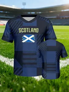 2026 Football World Cup Scotland Plaid Short Sleeve T-Shirt, Soccer Tee, Scottish Flag Pattern, Unisex Fan Sports Casual Wear
