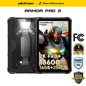 Ulefone Armor Pad 2 Rugged Tablet 4G, 18600mAh(33W), 11-inch 2K Display, IP68/69K, MTK Helio G99 16GB + 256GB Android 13, Dual Speakers, uSmart Expansion Connector, 48MP + 16MP, WiFi 6/GPS/NFC - Black