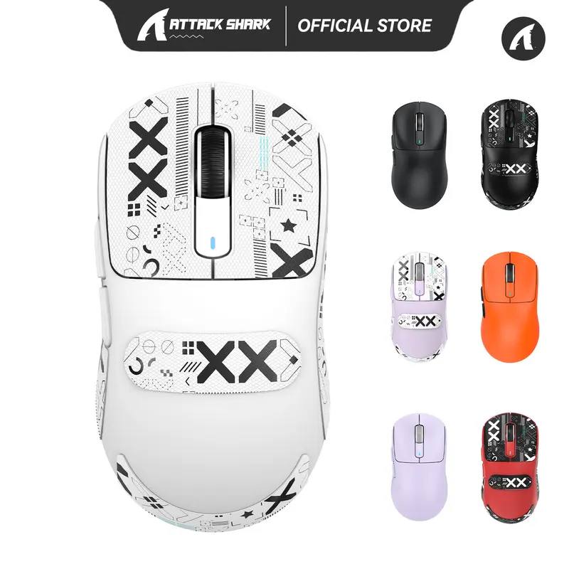 ATTACK X3 Ultra-Light Rechargeable Gaming Click Mouse, 49g PixArt 3395 Gaming Sensor, BK3633 Tri-Modes (BT/2.4G Wireless/Wired), 6 Adjustable DPI Up to 26000, 200 Hrs Battery Powered/USB Dual Use, Multi OS PC Accessory