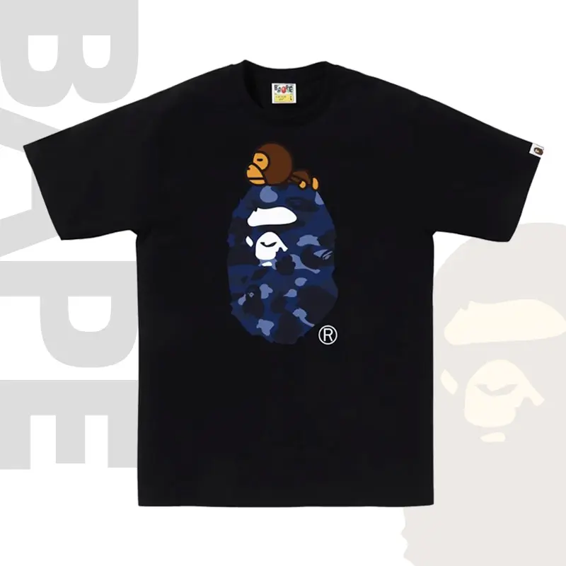 BAPE Baby Milo On Camo Ape Head Tee Men Women Unisex Oversized Streetwear Cotton Short Sleeve T-Shirt Camouflage Graphic Tee