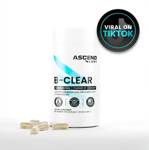 B-CLEAR Daily Skin Formula - ASCEND LABS - 60 Veggie Capsules - Acne & Breakout Support - Natural Skin Health Supplement - Dietary Supplement