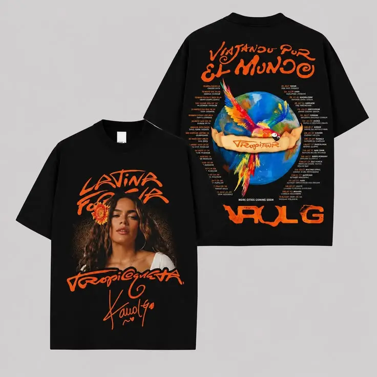 Double Sided Latin Music Graphic T-Shirt, Vintage Concert Inspired Tee, Retro Unisex Streetwear Shirt