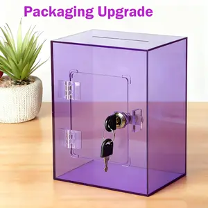 PrimPick A sturdy and durable purple acrylic piggy bank, Cash Saving Box, Money Organizer Box, specially designed for saving money on the Coming-of-Age Day, comes with a key and coin jar. Essential for gift-giving