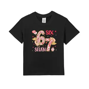 Girls' T-Shirt: "Valentine's Day Limited Edition — Sequin '67'" Creative Print Tee. Crafted from 100% premium-quality materials, the fabric is soft and comfortable. It is the perfect outfit for children's outdoor activities during the summer season.