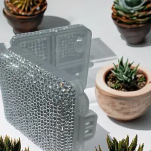 Bedazzled Travel Portable Pill Box with 6 Separate Sealed Storage Compartments in Rhinestone Accents - Compact Design for On-the-Go Use