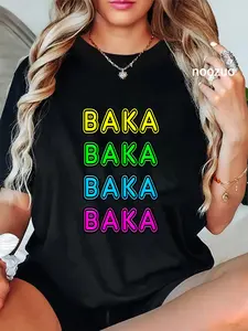 100% Cotton Retro 80's Vintage Neon Anime Sign BAKA Funny Gift T-Shirt T-Shirt