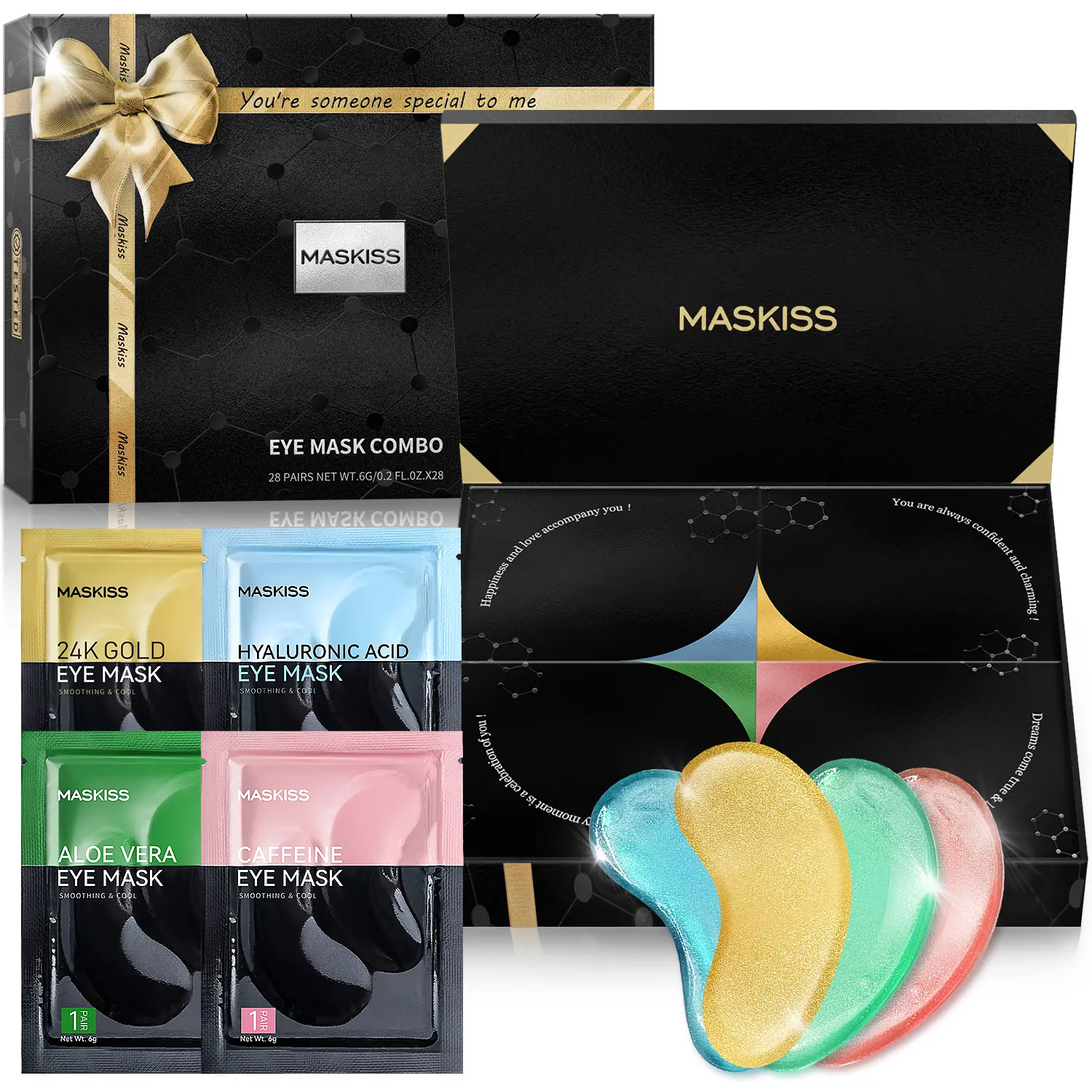 Maskiss Under Eye ,Eye Mask For Dark Circles,Puffiness Daily Eye Care Smooth Aloe Caffeine Moisturizing Eye Patches Gentle Hyaluronic