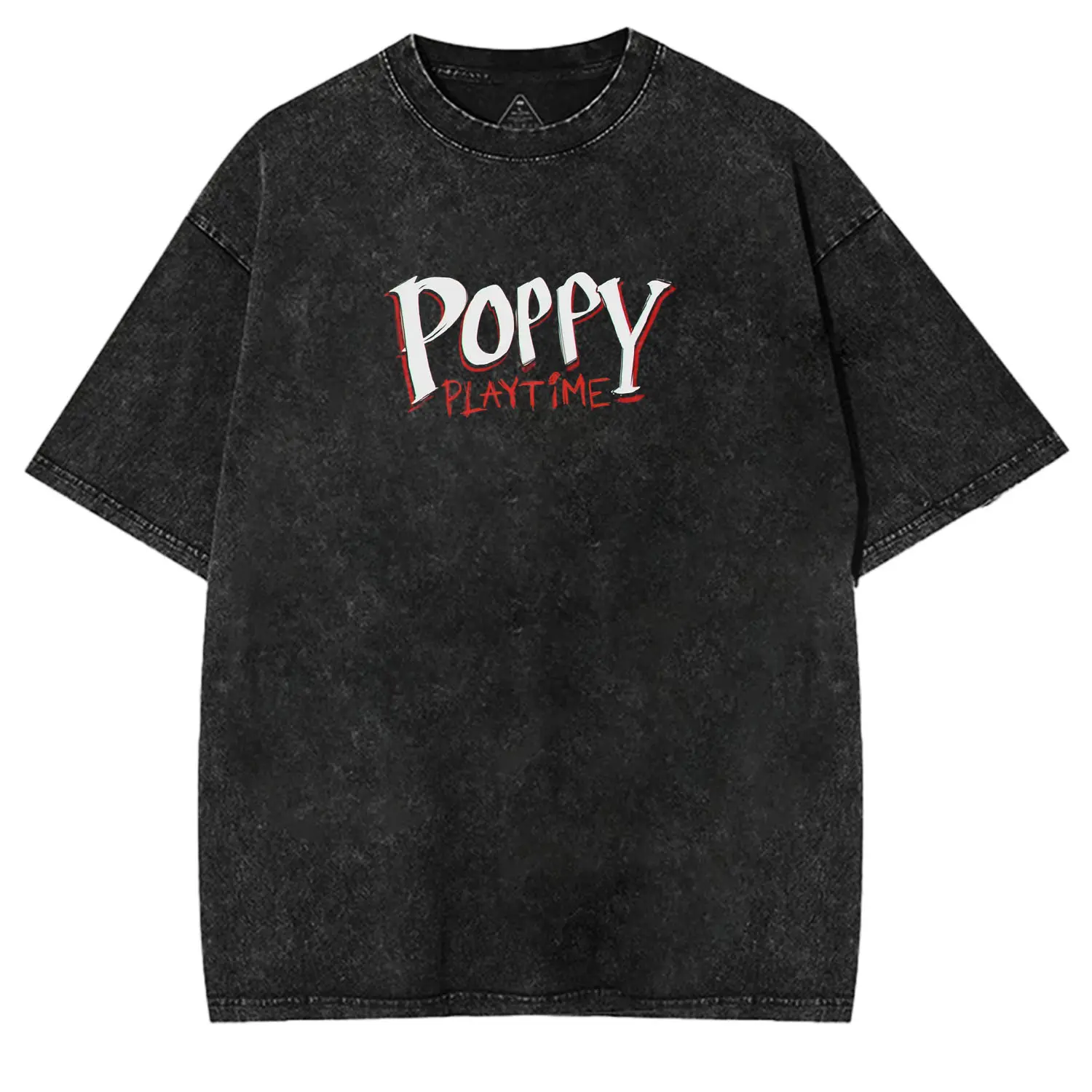 poppy tシャツ Poppy Doll x Poppy Playtime Tee – Creepy Cute Eyes & Red Curls on