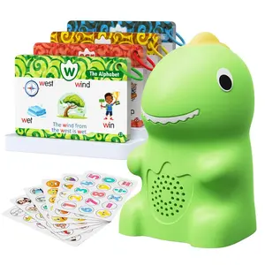 KOKODI Dinosaur Talking Flash Cards Set, Montessori Phonics & Sight Words Toy with Interactive Learning Stickers, 148 Cards (592 Words), 5 Categories, 6 Stickers, Educational Party Gift for Kids