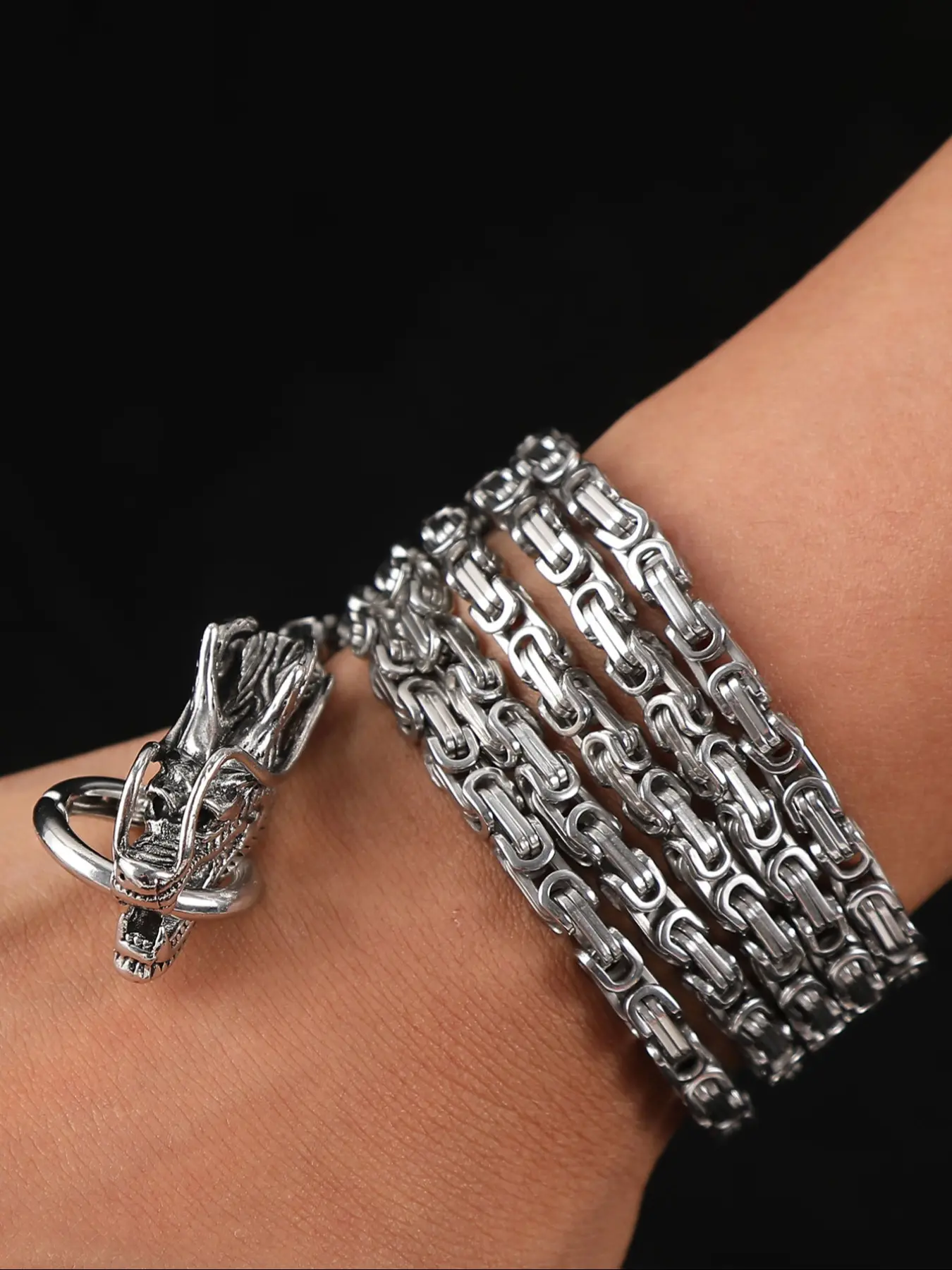 Bold Stainless Steel Punk Bracelet, Animal Pattern Chain, All-Season Party Accessory, Exquisite Bracelet, Bracelet Jewelry, Gift for Valentine's Day, Father's Day, Birthday