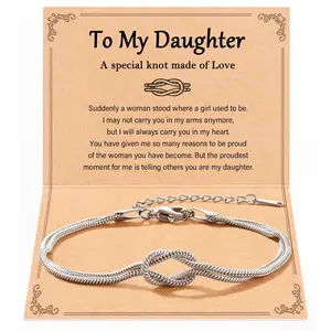 Love Knot Daughter Bracelet, Daughter Birthday Christmas Mothers Day Jewelry Gifts for Women Teens Adults Exquisite Jewelry