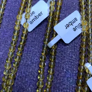 【Blue amber】Blue Amber Necklace  Hand-Assembled Beads Birthday Christmas Gifts for Women