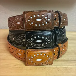 Cinto unisex de cuero, perforado style diseño del ojo en diferentes colores