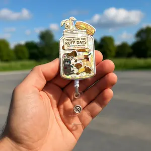 Funny Dog Badge Reel: "Prescribed for Ruff Days" Nurse ID Holder