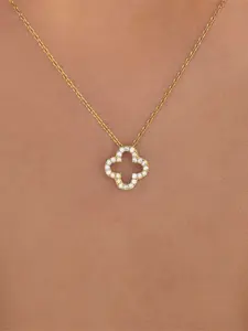 Simple Lucky Four-leaf Clover Necklace For Women Chain Charm Electroplating White-Gold and Gold Color Fashion Jewelry Pendant