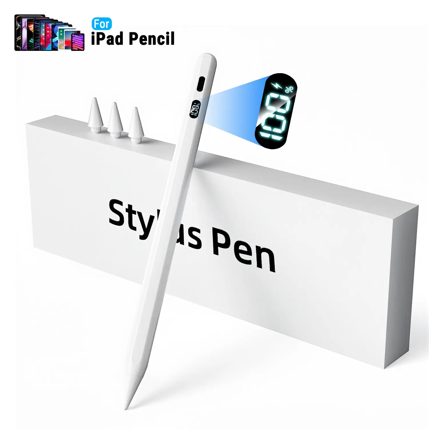 Pencil for Apple iPad 11th/10th/9th with LED Power Display, 15Mins Fast Charge, Stylus Pen for iPad 10/9/8/7/6th,11th A16,Air 11/13 M2/M3,Pro 11/13 M4,Pro 12.9",Air 5/4/3,Mini 7/6/5 BackToSchool