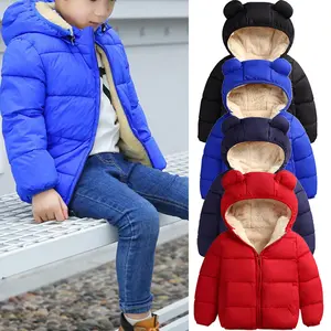 Winter Infant Kids Baby Girls Boys Hooded Snowwear with Bear Ears Toddler Outerwear Lining Coat Warm Jacket