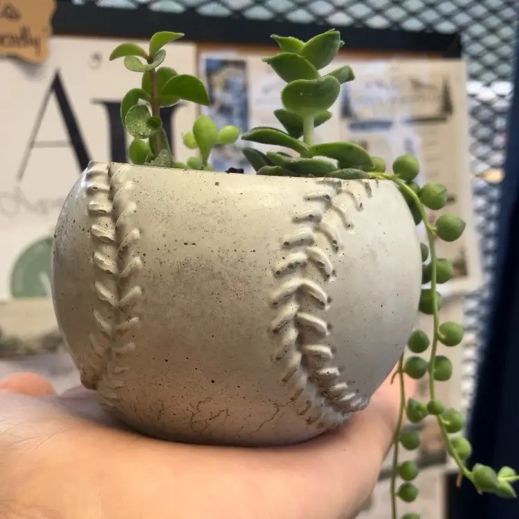 Handmade 3" Baseball Planter
