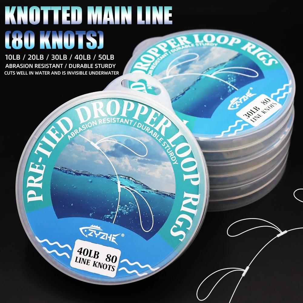 Pre‑Tied Dropper Loop Rigs Fishing Line 80 Loops 10‑50LB Saltwater Freshwater Fishing Tackle