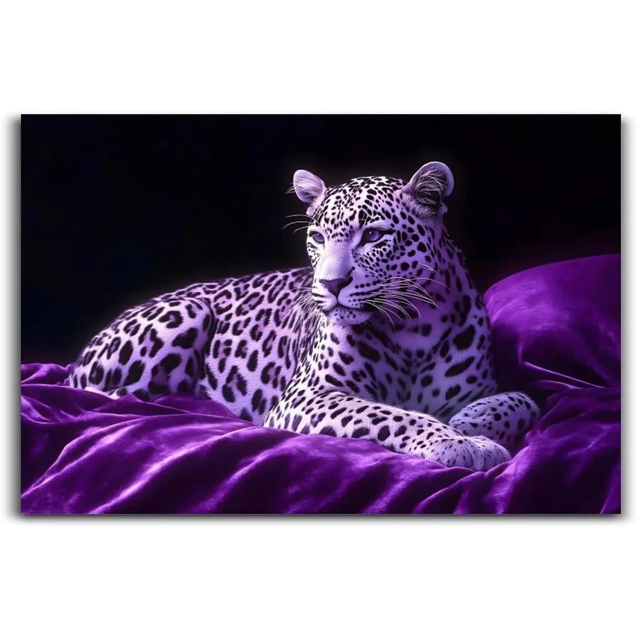 Neon Purple Leopard on Velvet Poster Wall Art Print Vintage Canvas Wall Art Wall Decor Aesthetic Modern Living Room Bathroom Decor Poster