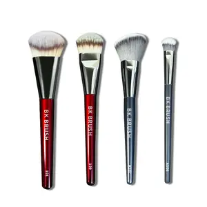 【Birthday Gift】BK Deluxe Set 4 Counts/Deluxe Set Contoured Foundation Brush Halloween and Christmas gifts Makeup Brush Foundation Brush for Powder,Liquid or Cream Foundation Makeup Tools Soft Fiber Wool for Any Skin Type
