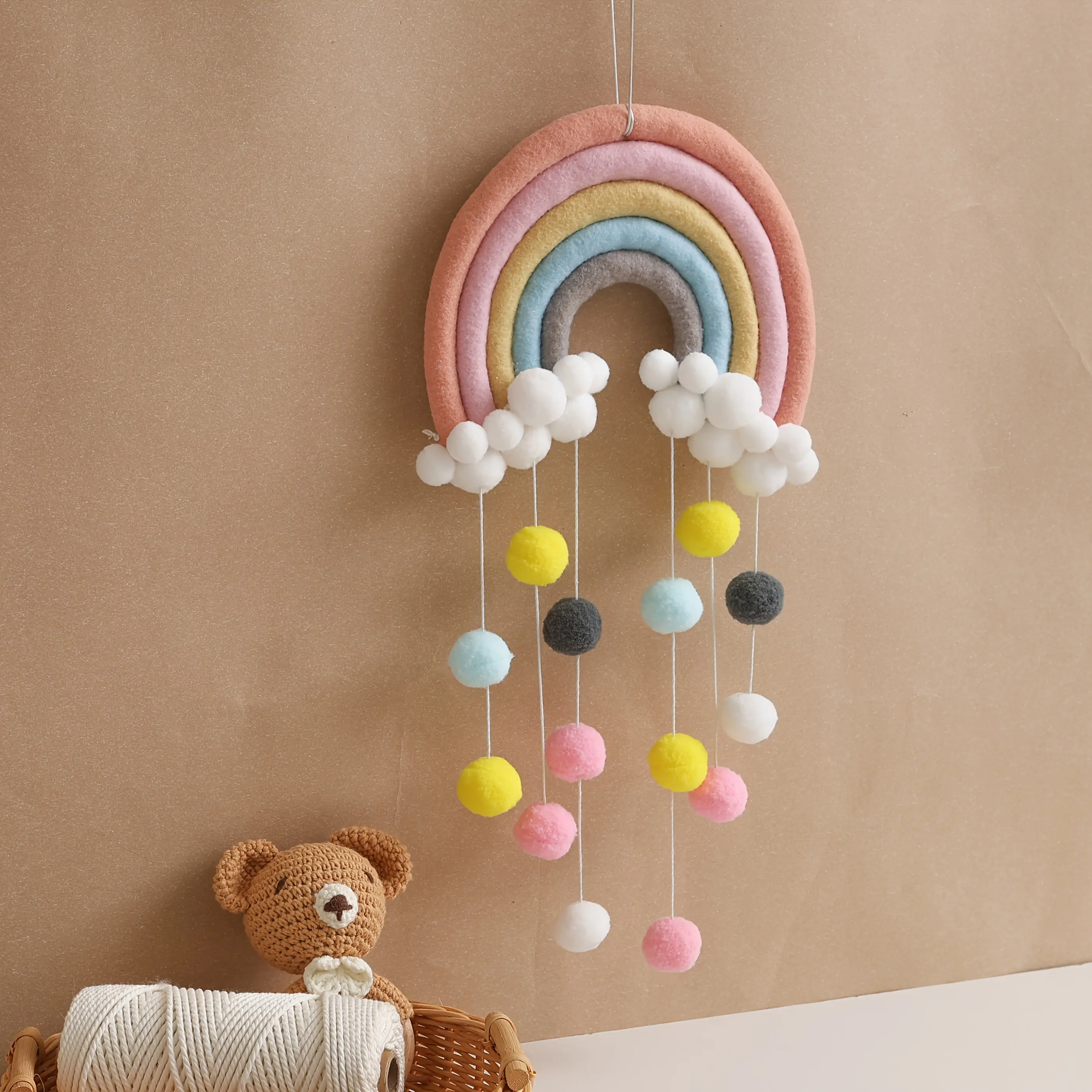 New Nordic Style Rainbow Pom-Pom Room Decor