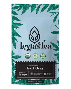 Earl Grey Loose Leaf Green Tea 4 OZ, Eco-Conscious Biodegradable Kraft Bag, by Leyla's Tea Organic Sugar Free Natural