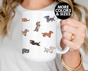 Cute Dachshund Coffee Cup Weiner Dog Lover Mug Gift Doxie Lover Present Sausage Dog Holiday Gift Ceramic Pet Cup Office Decor Doxin Mom Dad