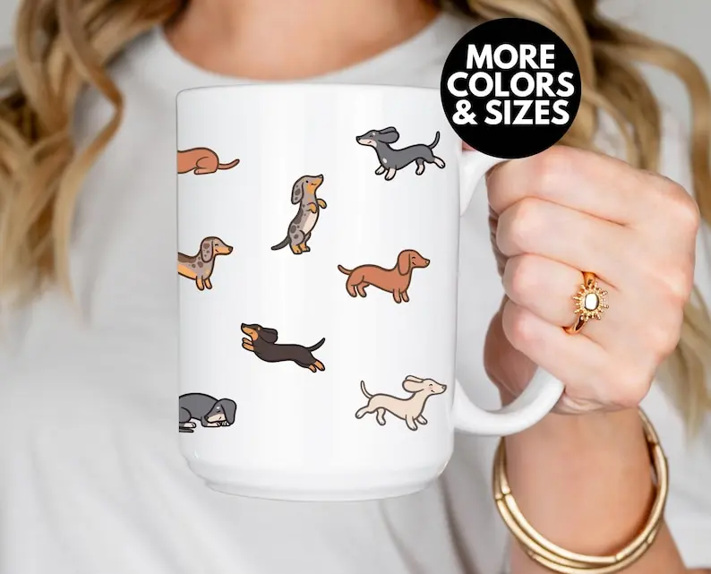 Cute Dachshund Coffee Cup Weiner Dog Lover Mug Gift Doxie Lover Present Sausage Dog Holiday Gift Ceramic Pet Cup Office Decor Doxin Mom Dad