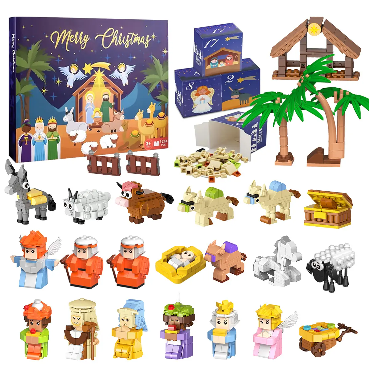 Nativity Advent Calendar 2025 Kids – 24 Days Building Blocks Kits ...