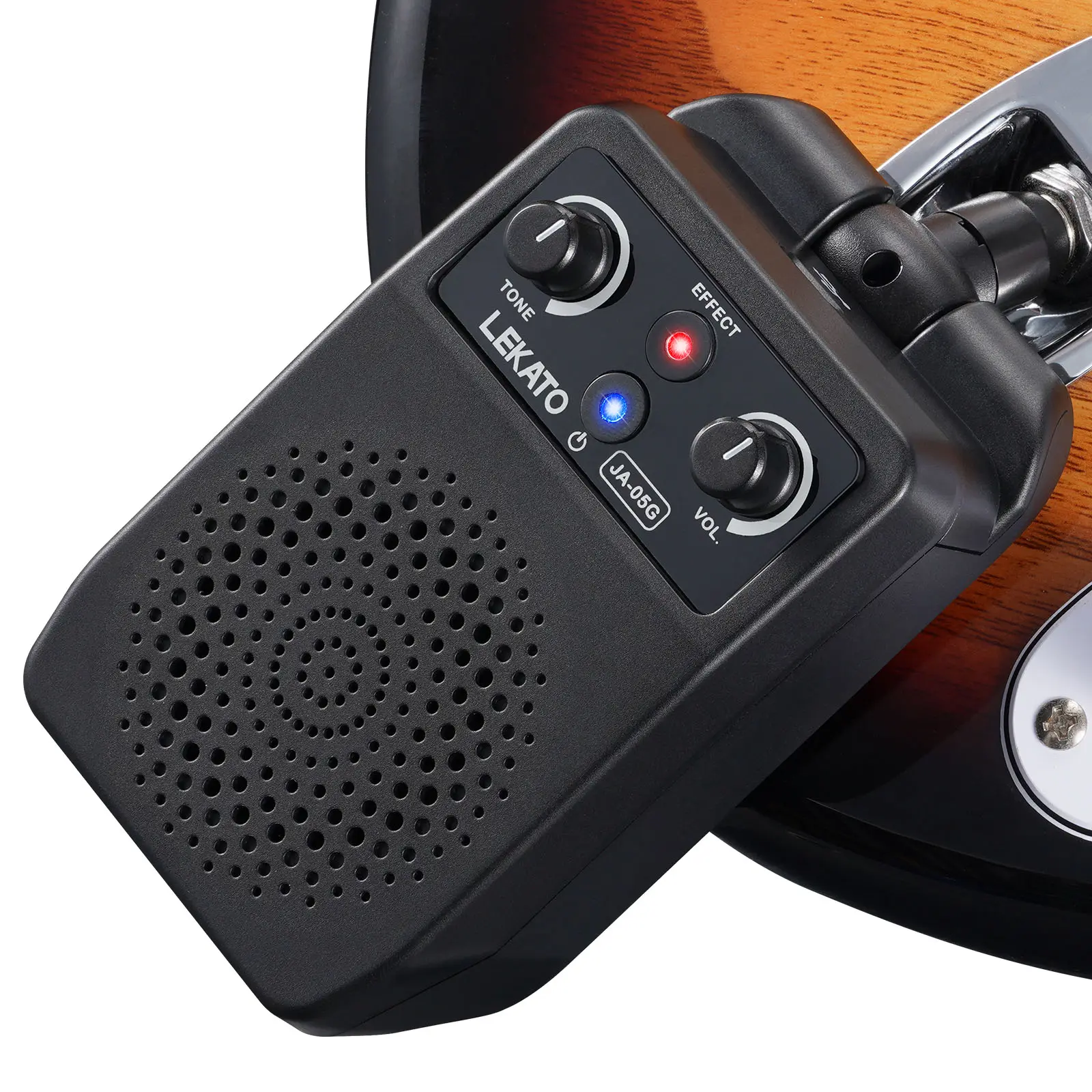 LEKATO JA-05G Guitar Amp, Bluetooth Amp, 5W Portable Mini Electric Guitar Amp with Built-in 4 Effects, Clean Distortion Overdrive Reverb, Rechargeable Small Guitar Amp for Practice