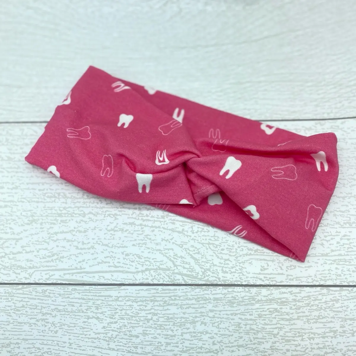 Women’s Pink dental headband with teeth, womens hair accessory, wide headband