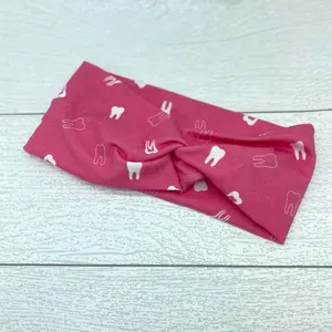 Women’s Pink dental headband with teeth, womens hair accessory, wide headband