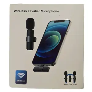 2 Pcs Wireless Lavalier Microphone for iPhone, Android, iPod - Mini Wireless Clip, Noise-Canceling, 20m Distance