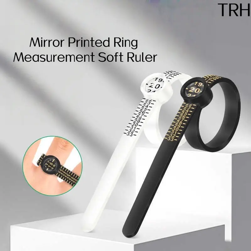 Magnifier Ring Sizer Measuring Tape, Trending Portable TPU Finger Gauge, Clear Scale 1‑33 US Size Reusable Ruler, Lightweight Bendable Tool, For Engagement Ring Shopping Jewelry Size Pre‑Measurement