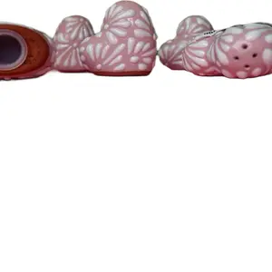 Handmade Talavera Mexican Heart Shaped Salt/Pepper Shaker (Set of 2) | Pink & White