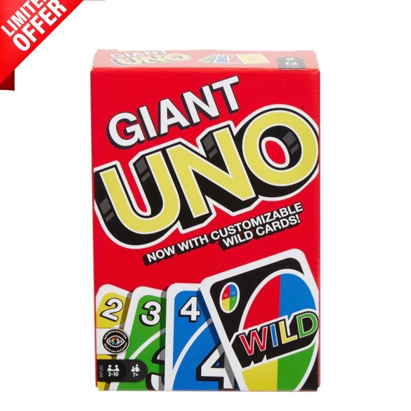 GIANT UNO Card Game Giant Card Playing Game ​Giant UNO Official Card Game for Kids, Adults & Family Night, Oversized Cards & Customizable Wild Cards for 2-10 Players card games card game