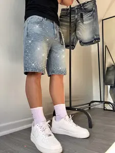 Men's Casual Loose Wide Leg Denim Shorts, All Seasons Street Style, Pure Color Pocket Design, Versatile Straight Fit Jeans