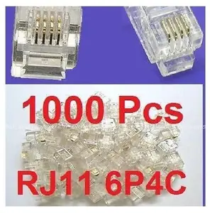 1000 PCS LOT CAT3 Phone Connector End RJ11 6P4C Modular Plug Telephone New
