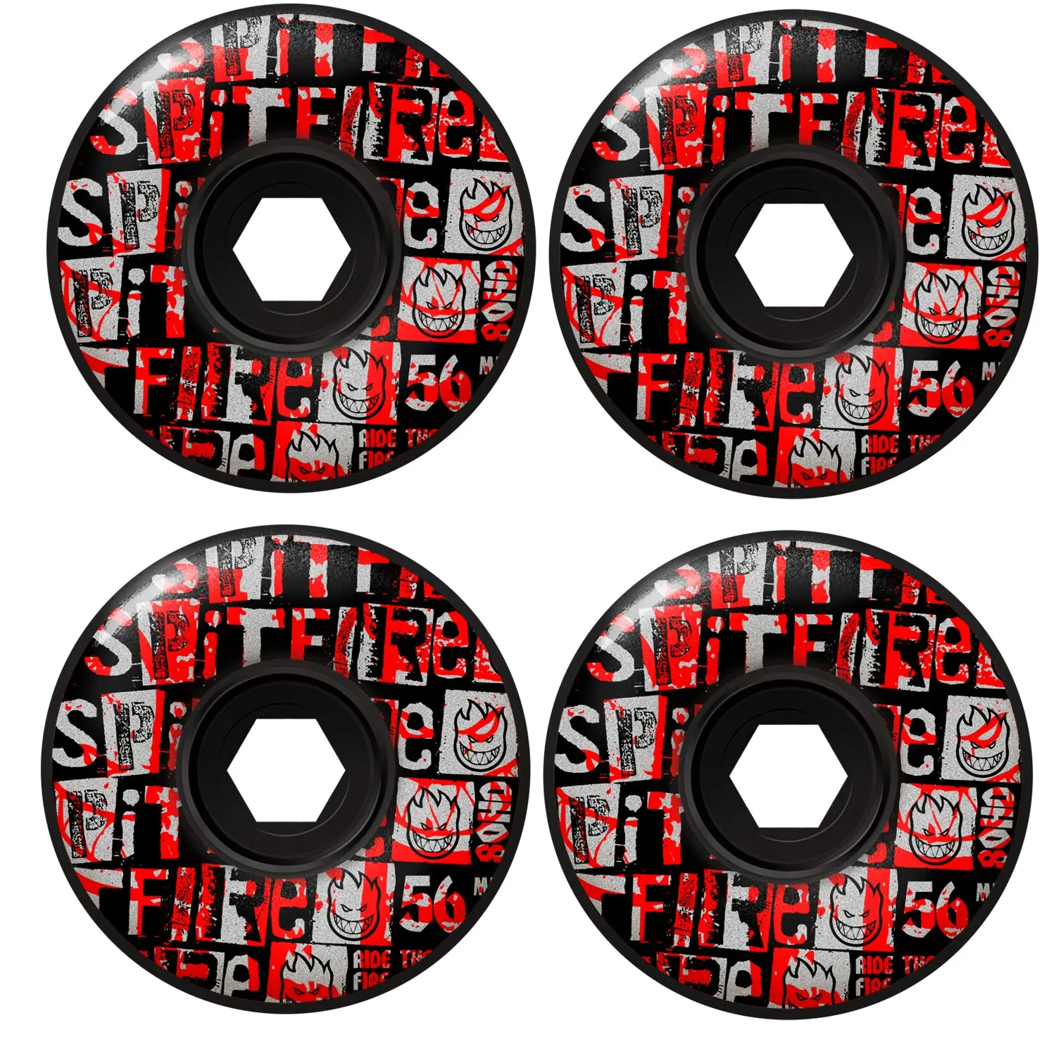 Spitfire Skateboard Wheels 56mm 80HD Ransom Radial Full Black