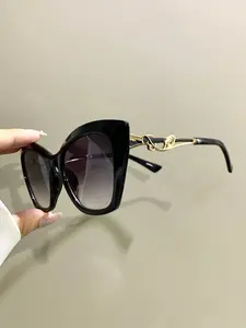 Vintage Boho Cat Eye Glasses, Large Frame Fashion Trend Decorative Eyeglasses, Novelty Hollow Frame Legs Decorative Glasses Women, Fashionable Sunglasses